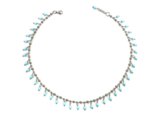 COLLANA WATERFALL ACCIAIO - PASTA DI TURCHESE