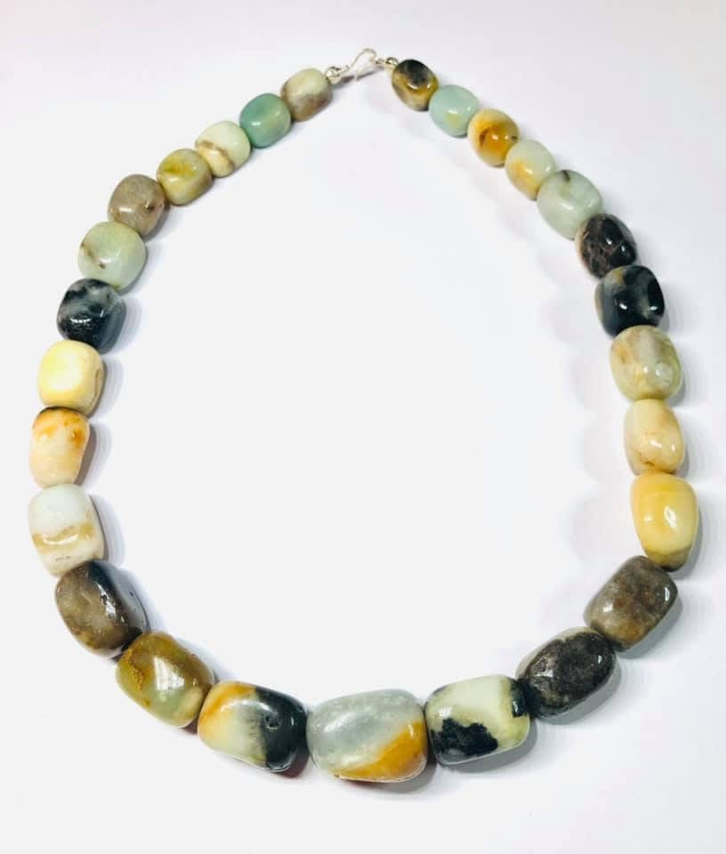 COLLANA PIETRE NATURALI SASSO BURATTATO A GRADAZIONE
