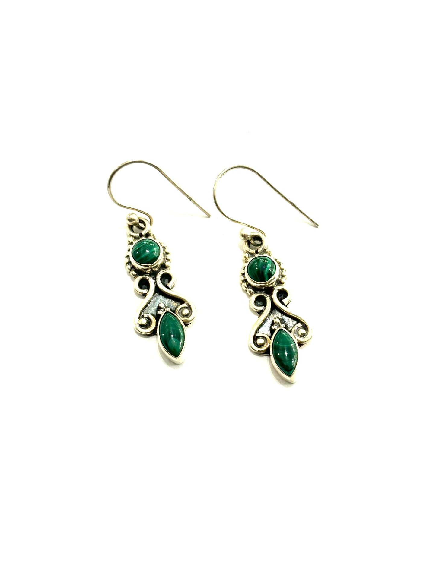 ORECCHINI PENDENTI MALACHITE ARGENTO 925