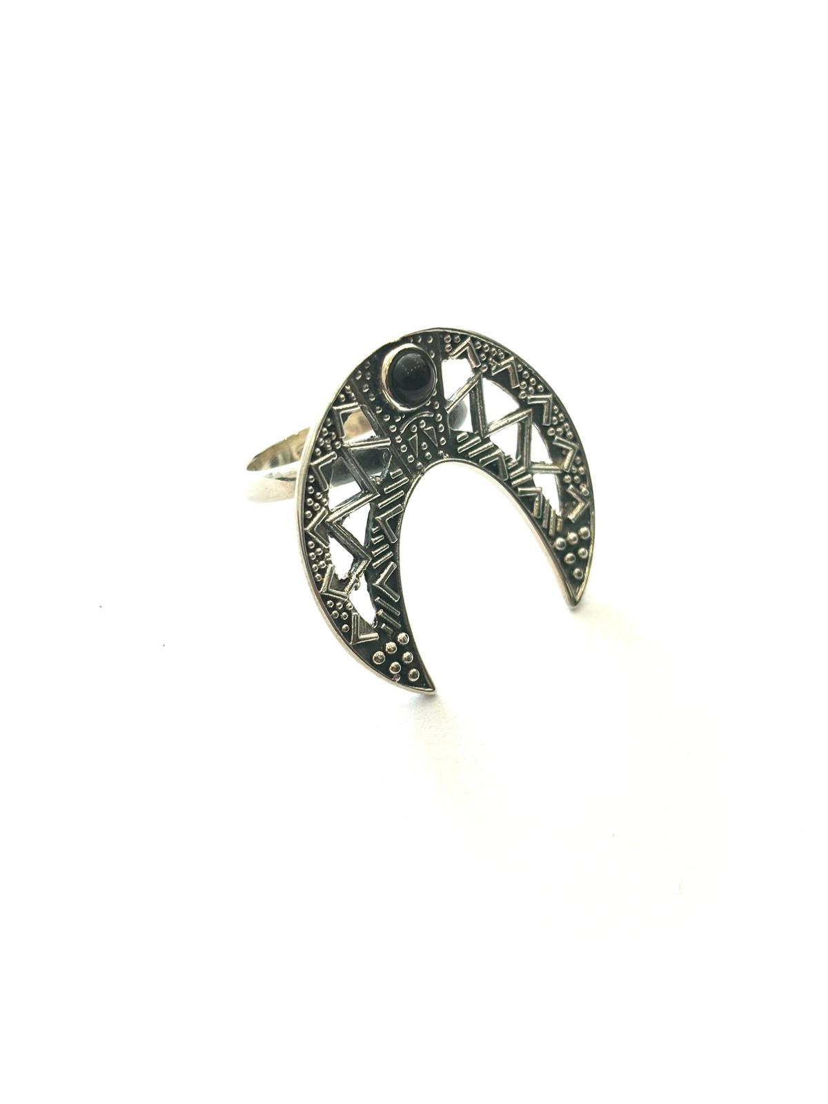 ANELLO ARDH LUNA CAPOVOLTA AEGENTO 925 - ONICE