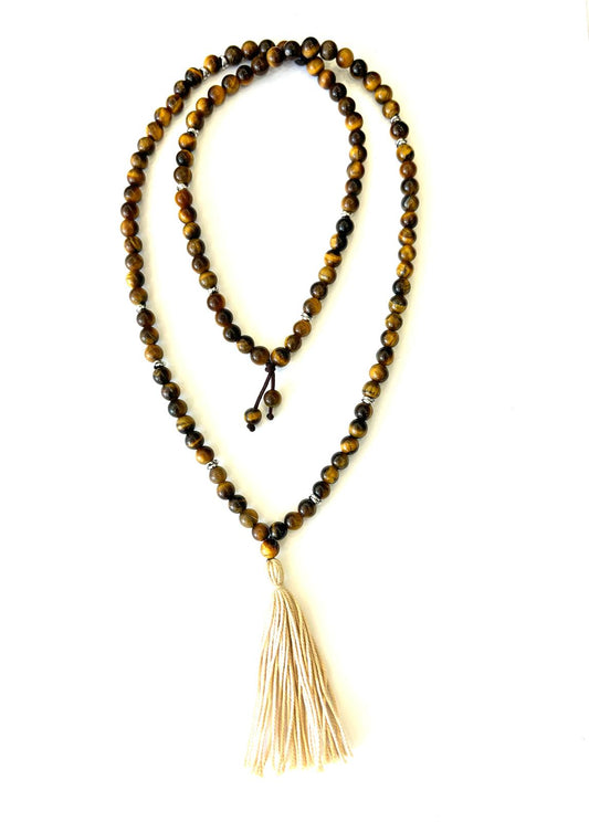 COLLANA MALA NAPPINA - OCCHIO DI TIGRE TONDO 6mm