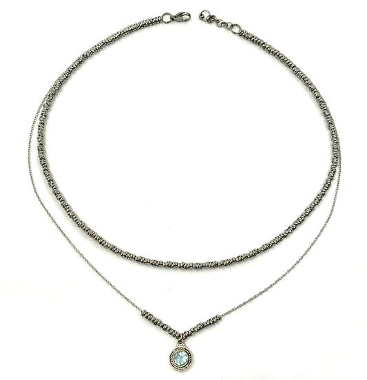 COLLANA DELICIOUS ACCIAIO - CIONDOLO ACQUAMARINA ARGENTO 925