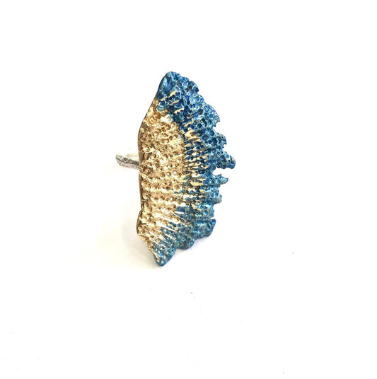 ANELLO TINA KOTSONI ART JEWELLERY - BRONZO DORATO E BLU