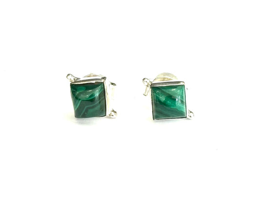 ORECCHINI LOBO MALACHITE ARGENTO 925 - DIAMETRO 1cm