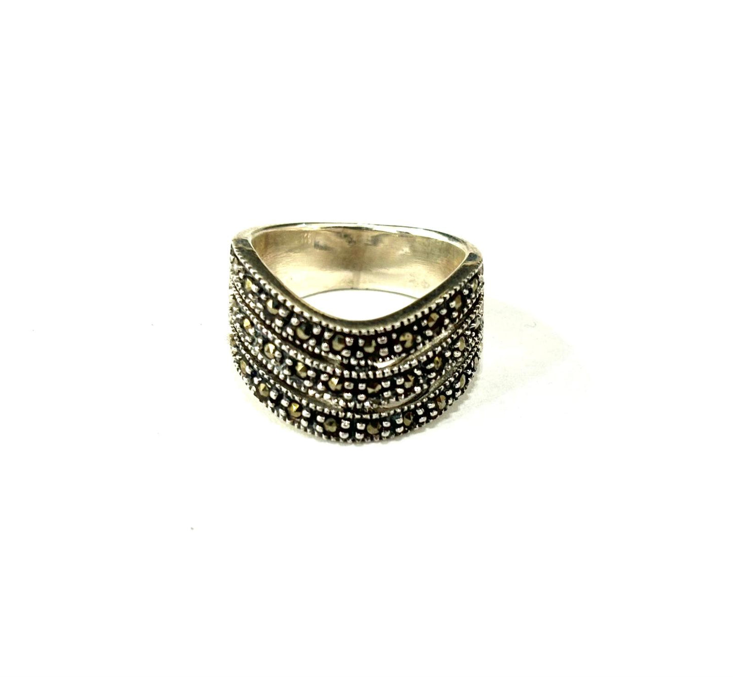 ANELLO ONDE MARCASITE ARGENTO 925