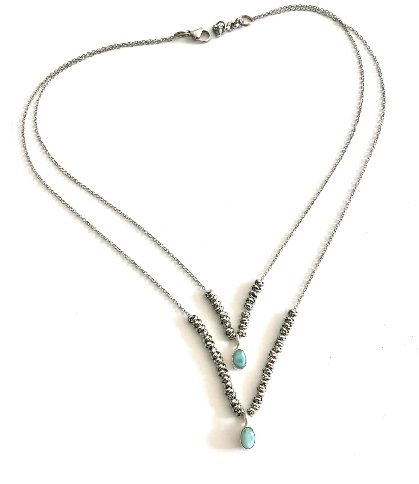 COLLANA SEMPLICITY ACCIAIO - CIONDOLI LARIMAR ARGENTO 925