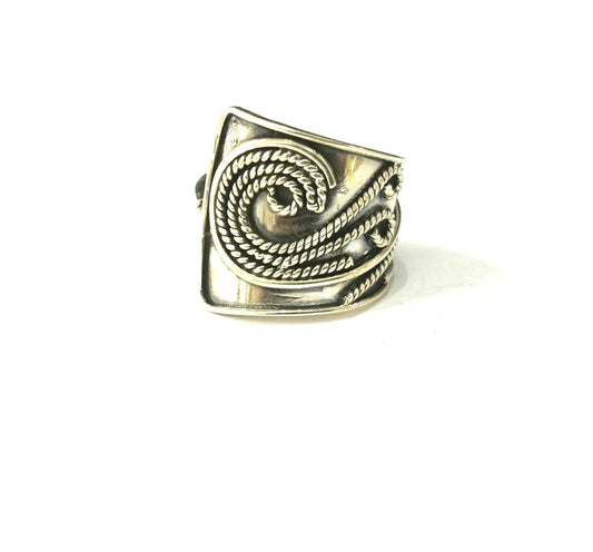 ANELLO FASCIA CON SPIRALE ARGENTO 925