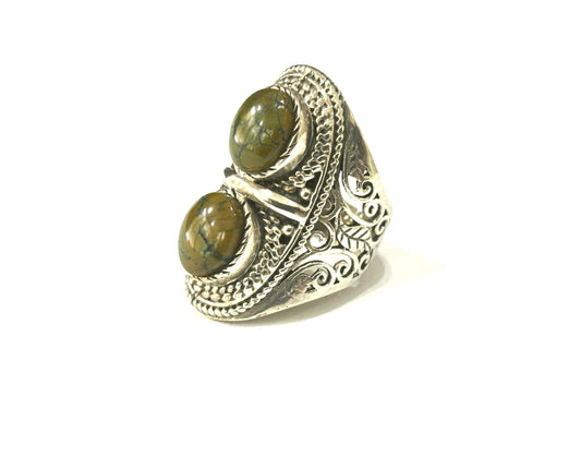 ANELLO TURCHESE VERDE ARGENTO 925