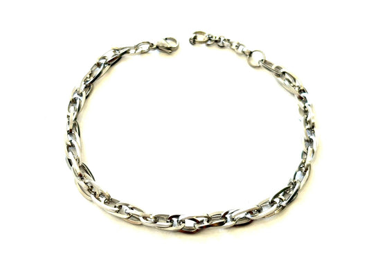 BRACCIALE MAGLIA OVALE PIATTA ACCIAIO