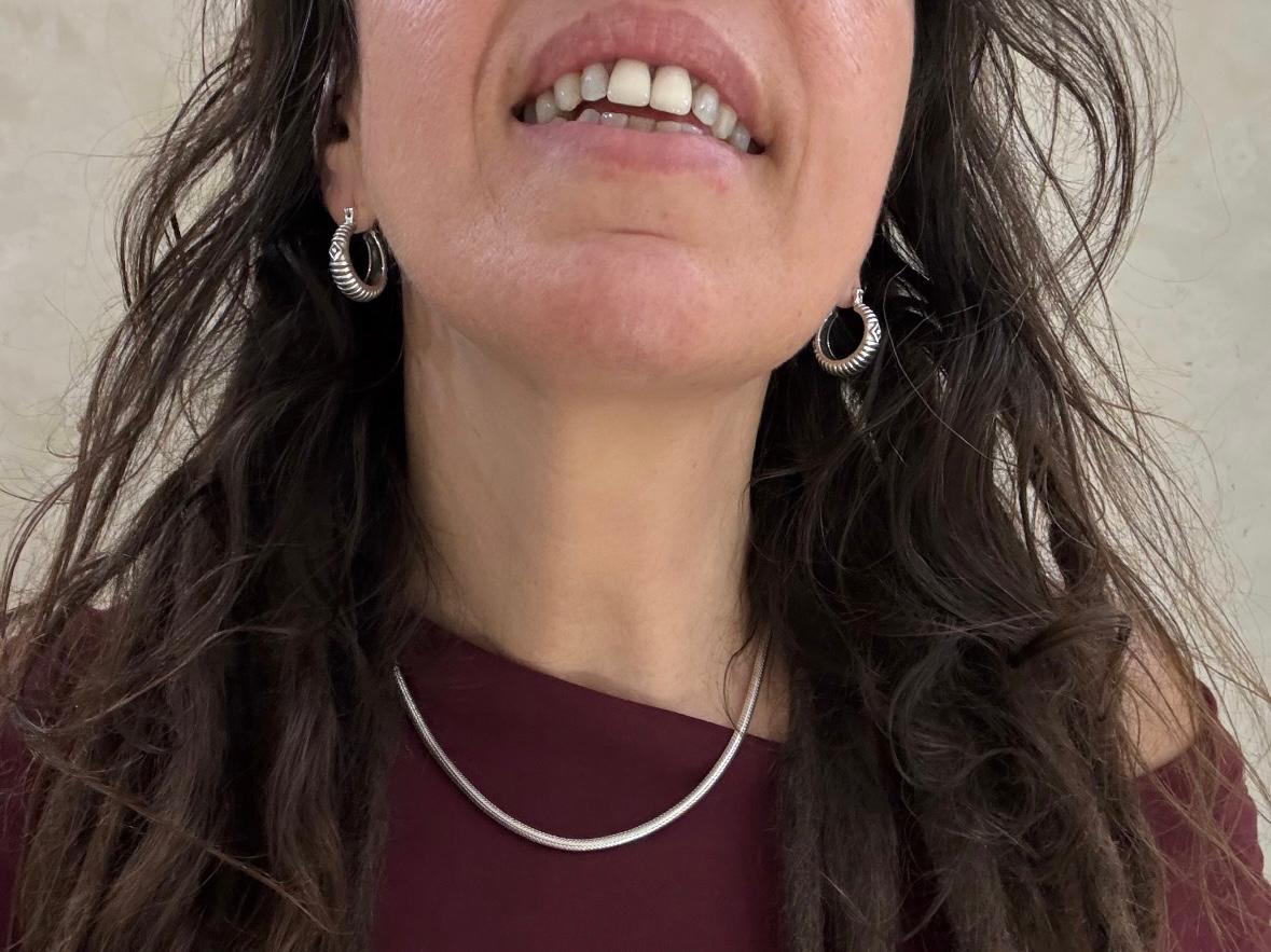 CERCHI MEZZALUNA BOMBATO LAVORATI - ARGENTO 925