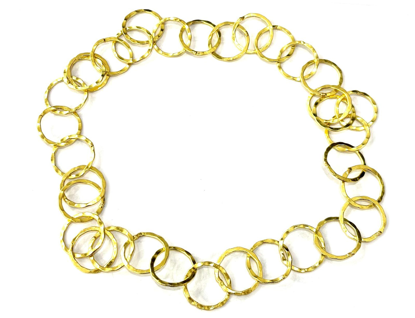 COLLANA OTTONE - CERCHI PIATTI MARTELLATI