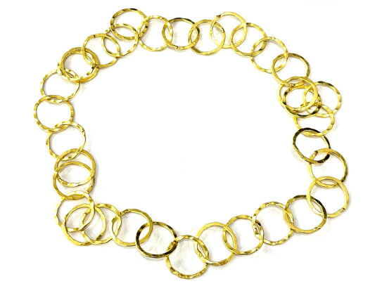 COLLANA OTTONE - CERCHI PIATTI MARTELLATI