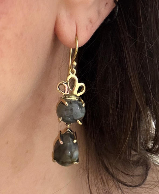 ORECCHINI OTTONE - LABRADORITE