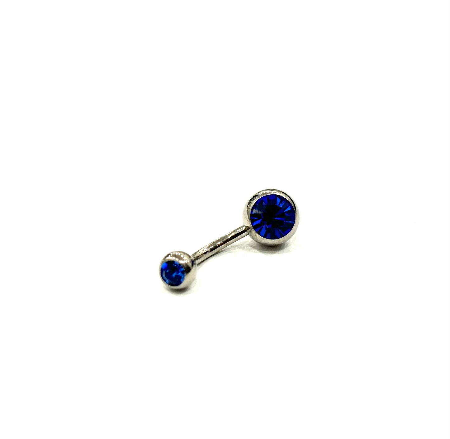 PIERCING OMBELICO DOPPIO STRASS ACCIAIO - BLU