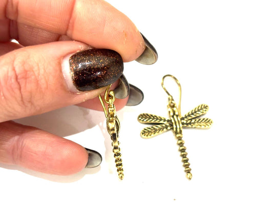 ORECCHINI OTTONE - LIBELLULA