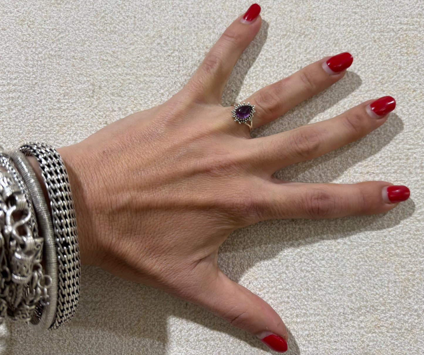 ANELLO AMETISTA GOCCIA - ARGENTO 925