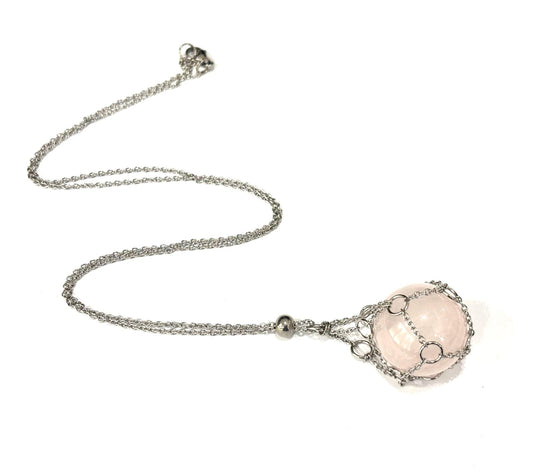 COLLANA STONE KEEPER ACCIAIO - QUARZO ROSA