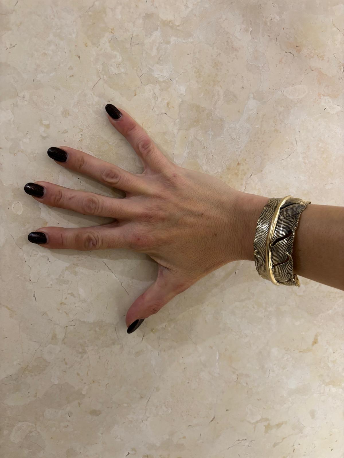 BRACCIALE RIGIDO OTTONE - PIUMA AVVOLTA