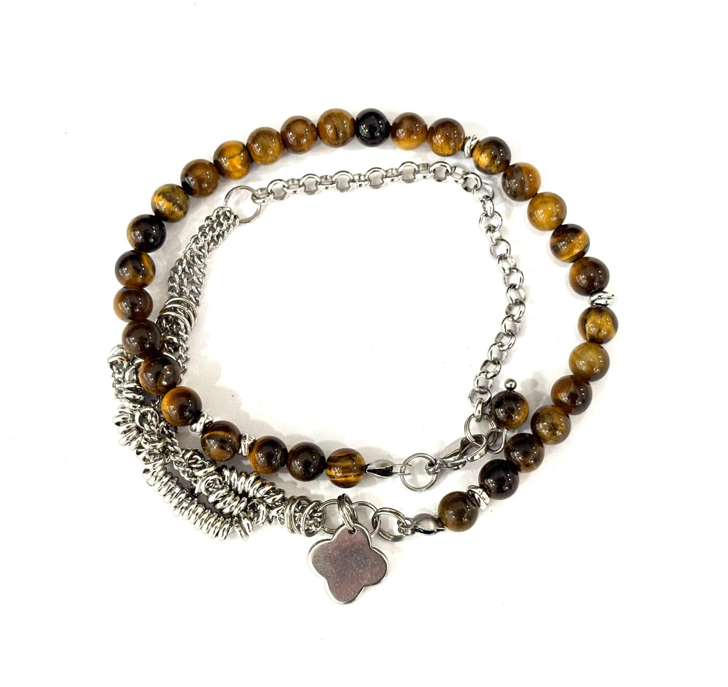 BRACCIALE DOPPIO GIRO SUTONCHEN - PIETRE NATURALI 6MM - ACCIAIO