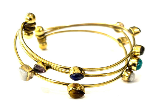 BRACCIALE OTTONE - MIX PIETRE NATURALI