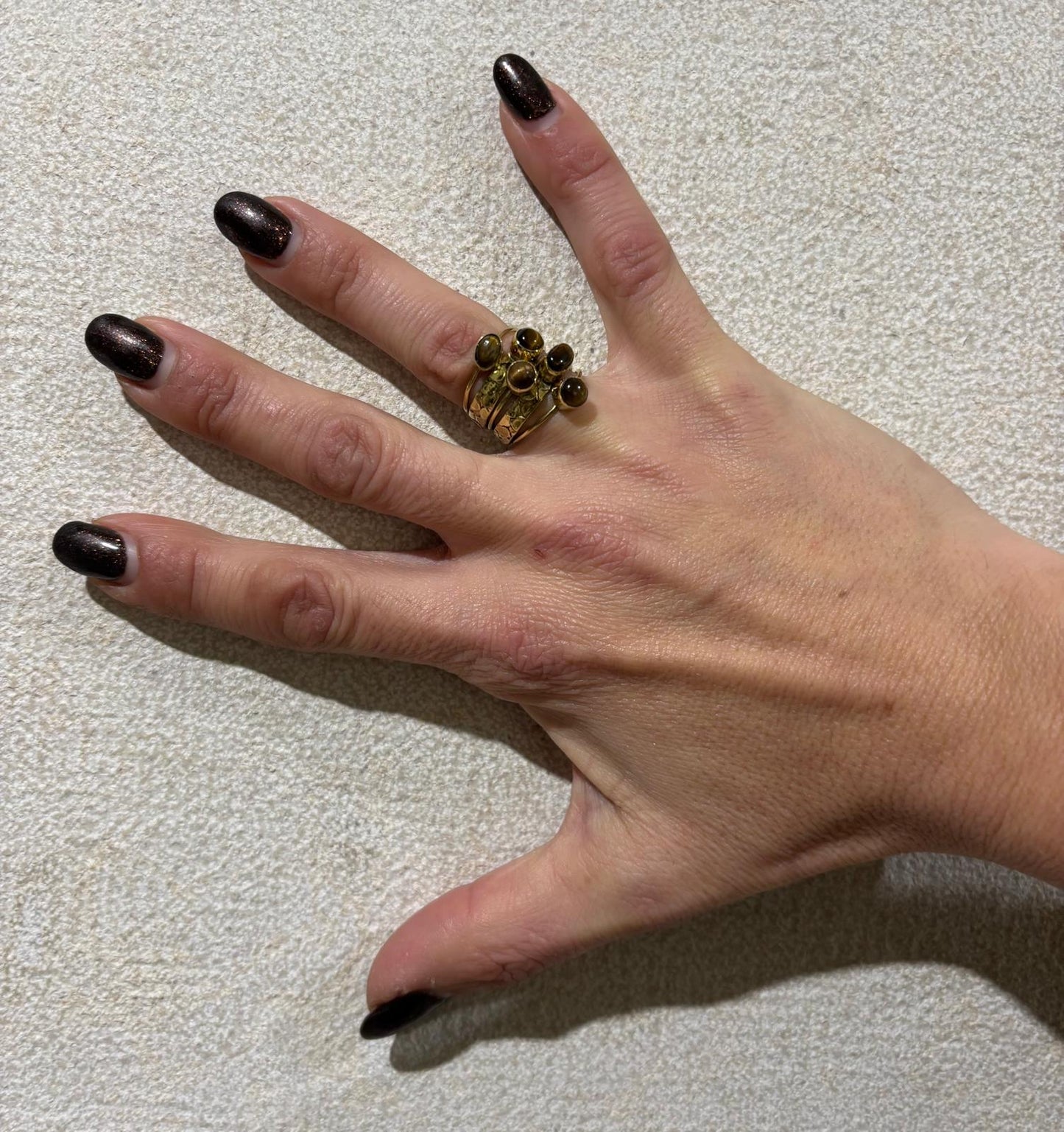 ANELLO OTTONE - ELEMENTI CENTRALI OCCHIO DI TIGRE