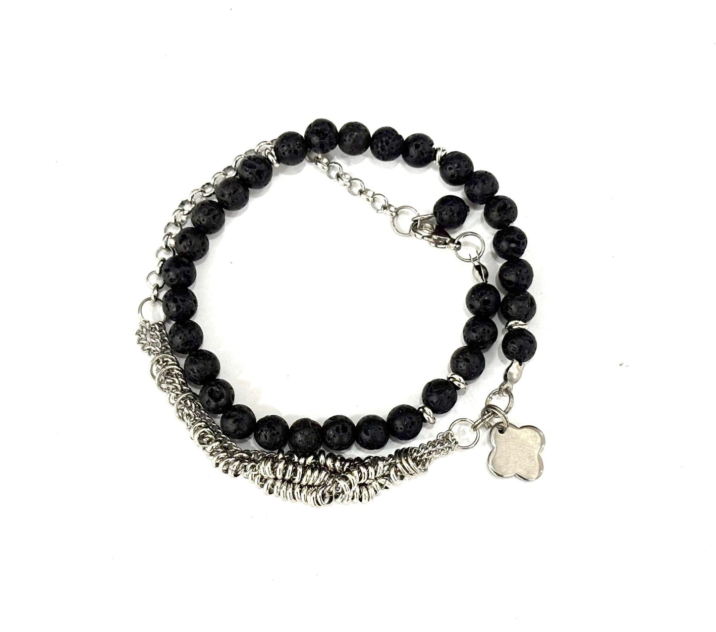 BRACCIALE DOPPIO GIRO SUTONCHEN - PIETRE NATURALI 6MM - ACCIAIO