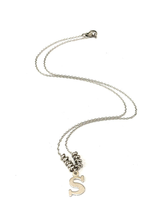 COLLANA INIZIALE - CATENINA ACCIAIO - CIONDOLO ARGENTO 925