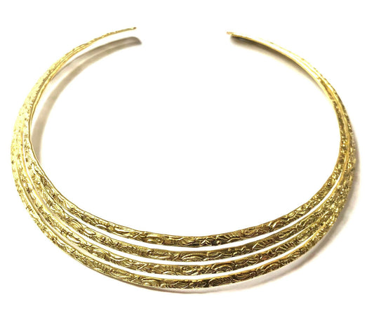 COLLANA MULTIFILO RIGIDO INCISA A RILIEVO - OTTONE