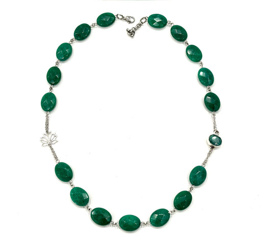 COLLANA GIROCOLLO HARMONIA - GIADA - FIORE DI LOTO - GIADA ARGENTO 925