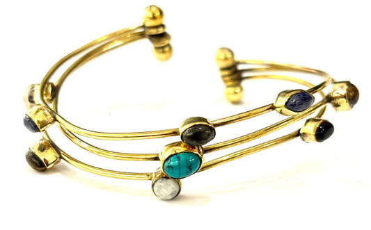 BRACCIALE OTTONE - MIX PIETRE NATURALI