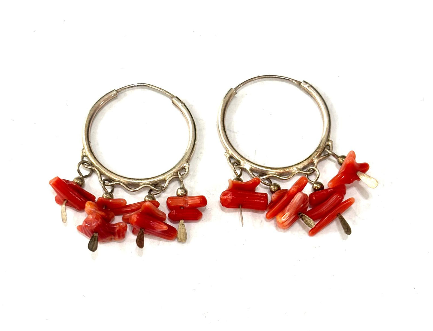 CERCHI ARGENTO 925 - CHIPS CORALLO ROSSO