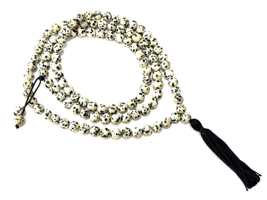 COLLANA MALA NAPPINA - DIASPRO DALMATA 8MM