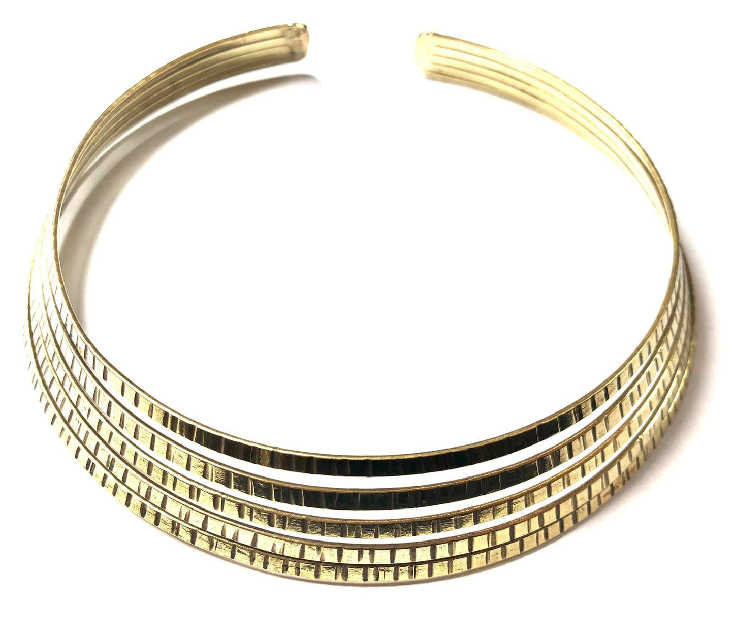 COLLANA MULTIFILO RIGIDO A RIGHE - OTTONE